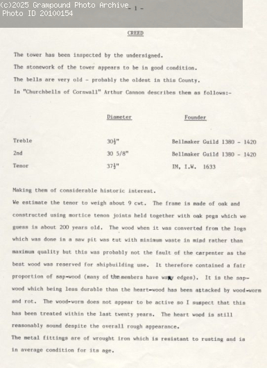 Picture of Report on Bells at Creed Church