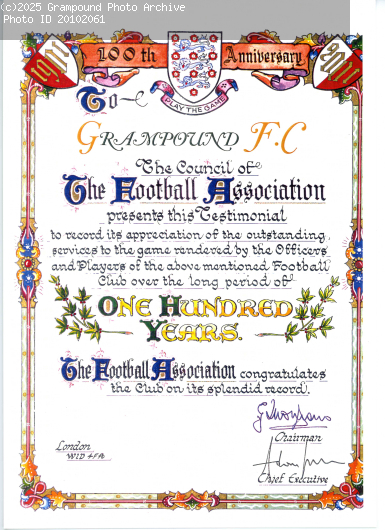 Picture of Football Association, One hundred years award Cert