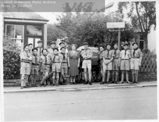 Picture of Scouts outside the barber's shop and Trevail